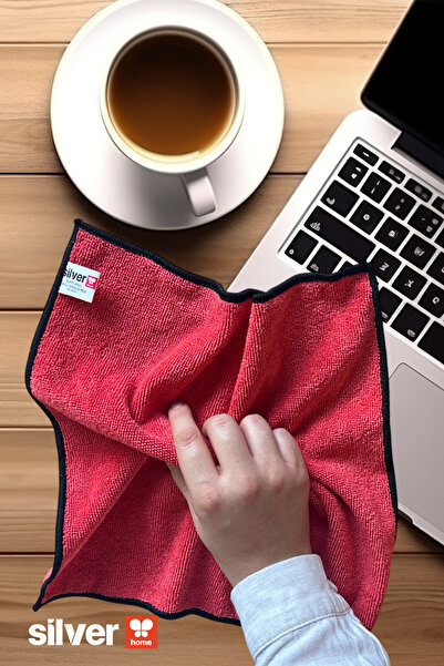 SİLVER HOME Microfiber Super Absorbent 5-Piece Towel Cleaning Cloth-Red
