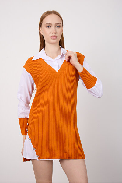 By Özge Ulaş Knitwear Sweater Shirt Combination Double Product