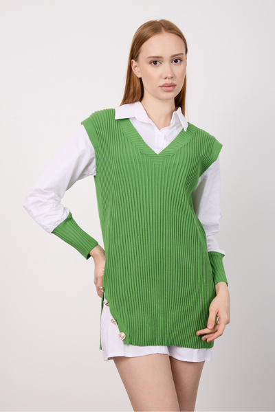 By Özge Ulaş Knitwear Sweater Shirt Combination Double Product
