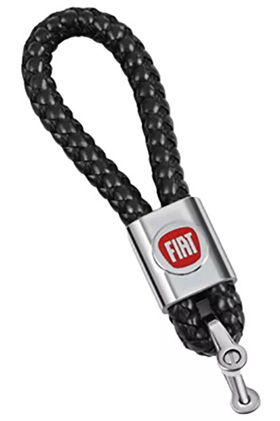Fiat Metal keychain with braided leather and logo