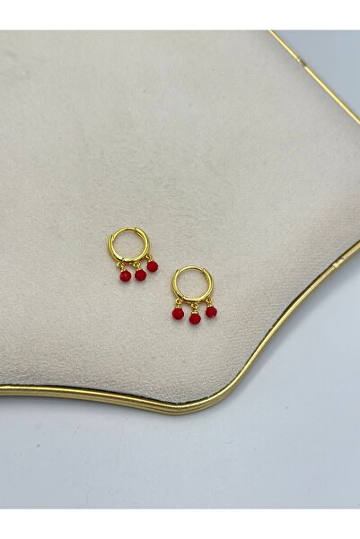 MyladyAccessoriess Red Bead Detail Shaira Steel Earrings