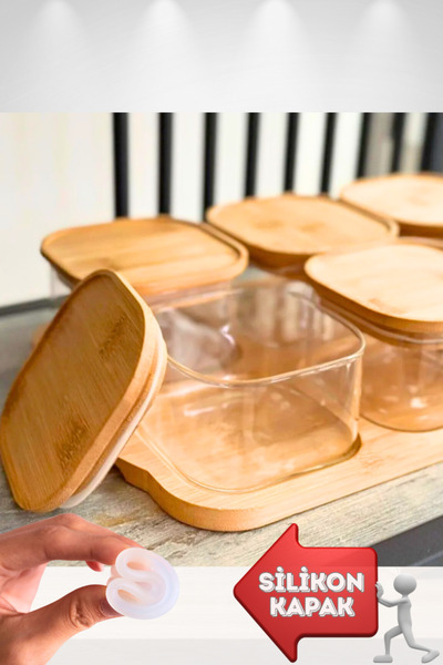 Penthouse 6-Piece Glass Breakfast Set with Bamboo Lid and Tray, 13 Pieces