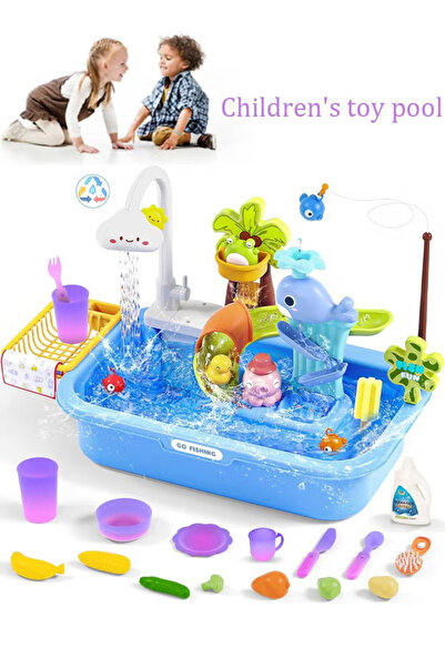 Generic حوض سباحة ألعاب للأطفال مع مياه متدفقة وصنبور كهربائي ومضخة مياه متغي...