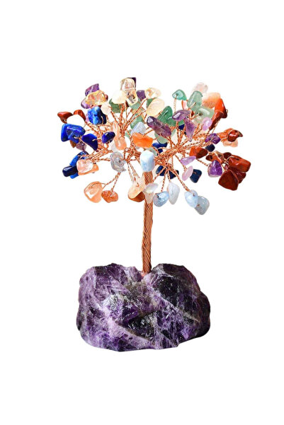 craftmystic Copacel 12-13 cm realizat din 7 pietre Chakra și bază de cristal ...