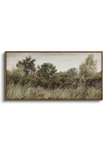 Emoda home Trove لوحة فنية جدارية لمناظر طبيعية للمراعي - لوحة قماشية لمنظر طبيعي للمرج العتيق (مؤطرة بإطار 60×120 سم)