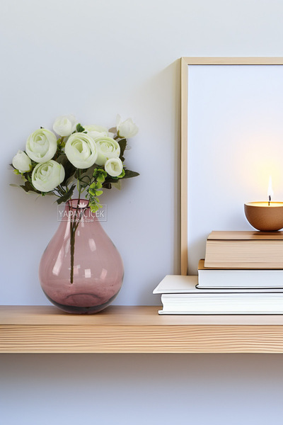 Yapay Çiçek Deposu Artificial Big Head Peony Bunch 30 cm White