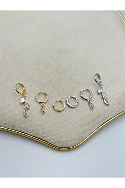 MyladyAccessoriess Drop Detail Dangle Set Earrings (Steel) Gold