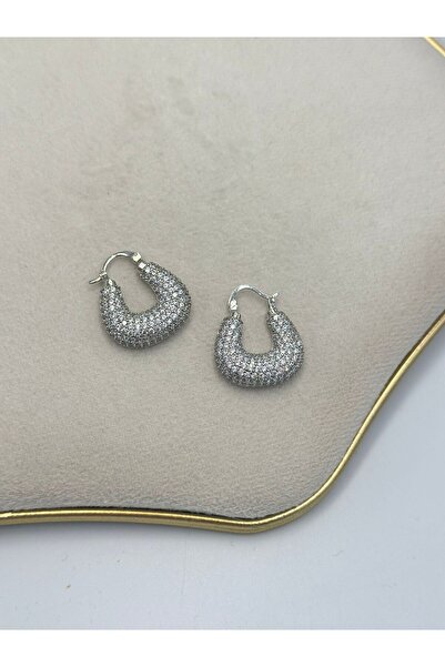 MyladyAccessoriess Zircon Stone Detail Bag Hoop Earrings (Brass Plated) Gold