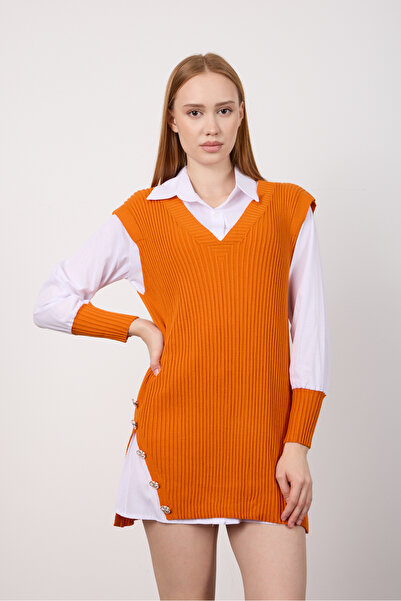 By Özge Ulaş Knitwear Sweater Shirt Combination Double Product