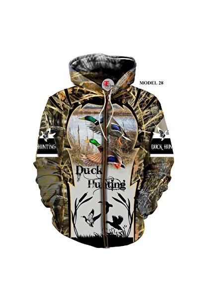 HT Outdoor Μπουφάν με φερμουάρ με σχέδιο καλαμιού και φιγούρα πάπιας