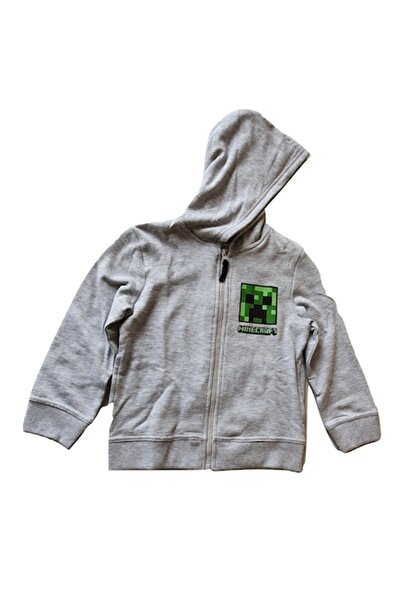 Mojang Minecraft Kids Hoodie Creeper Logo - 7-8 years - Gray