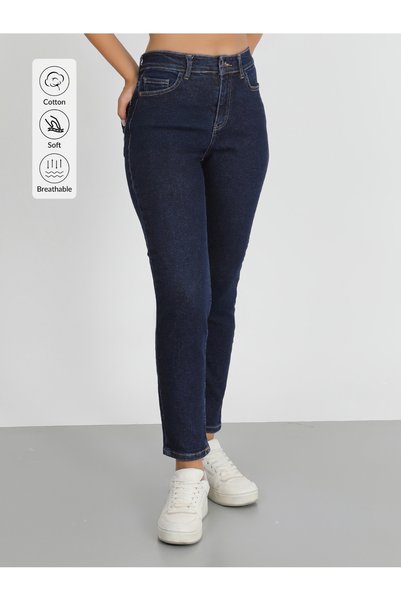 viking's line MOM LACİVERT YÜKSEL BEL JEANS PANTOLON - MOOM 1012-
