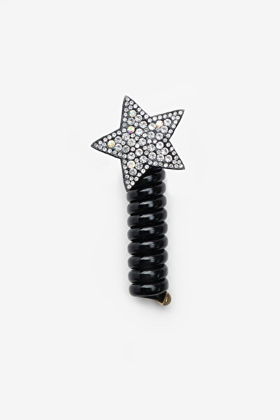 Le Mabelle Black Glitter Star Figured Girl's Pasta Buckle