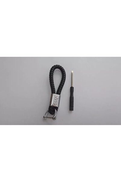 Jeep Metal keychain with braided leather and logo