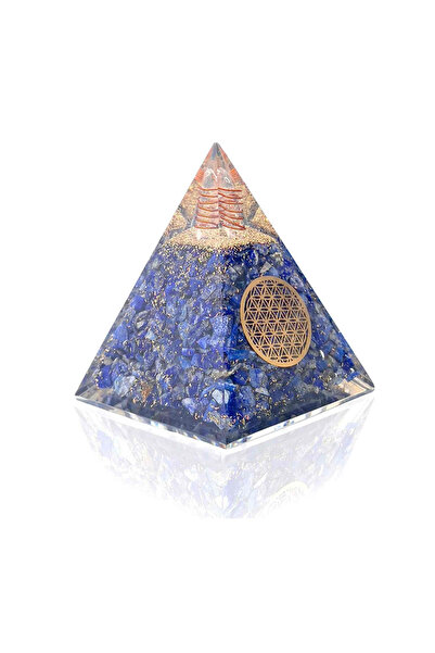 craftmystic Orgonic pyramid with Lapis Lazuli crystals and flower of life sym...