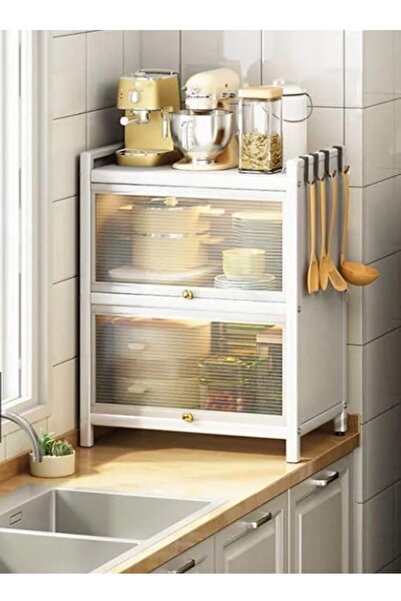 KEKE 3-Tier Stackable Kitchen Organizer Cabinet with Doors