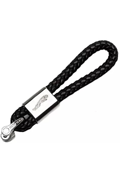 Jaguar Metal keychain with braided leather and logo