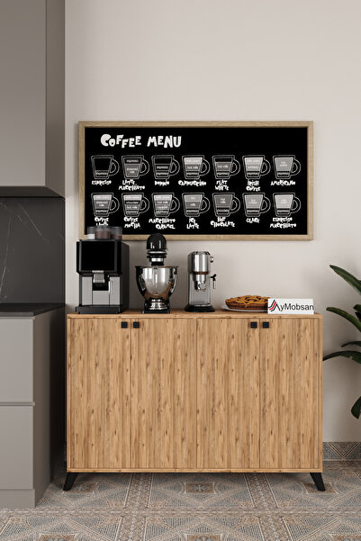 AYMOBSAN Vista Kahve Köşesi 4 Kapaklı Çok Amaçlı Dolap Kiler Mutfak Dolabı At...