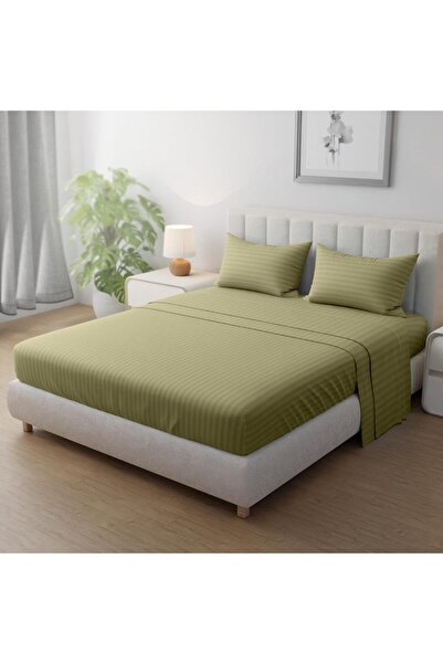 Hotel Linen Klub طقم ملاءات سرير مخططة - سوبر كينج ٢ متر × ٢ متر + غطاء وسادة...