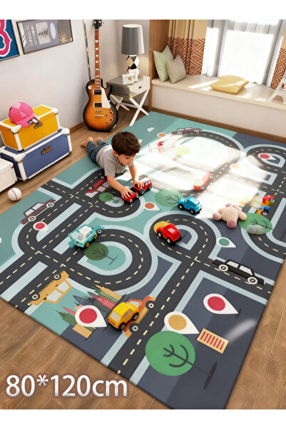 Generic سجادة أطفال تعليمية للعب على الطرق المرورية وغرفة اللعب وغرفة المعيشة وغرفة الأطفال 80*120 سم