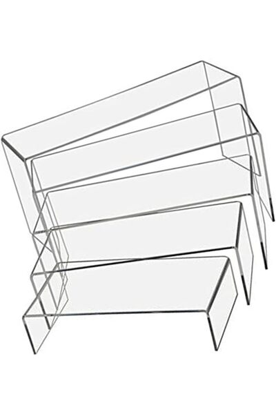 Slasa 5 Acrylic Display Risers, Clear Stands for Perfumes, Figurines & Home Office Use