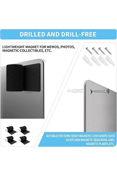 Generic Stainless Steel Magnetic Board 17.7 x 11.8 in - Wall & Fridge Display