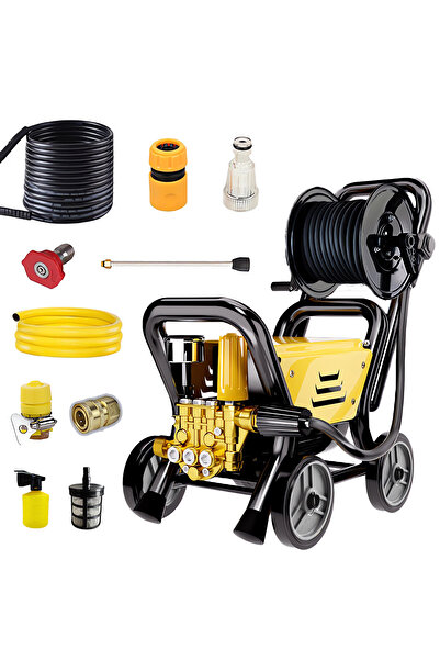 FADAKWALT غسالة كهربائية عالية الضغط بقوة ٢٠٠٠ واط مع بكرة خرطوم، ومدفع رغوة، وخرطوم ١٠ أمتار