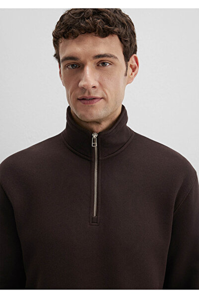 Mavi Мъжка кафява суитшърт с половин цип 0S10519-89103