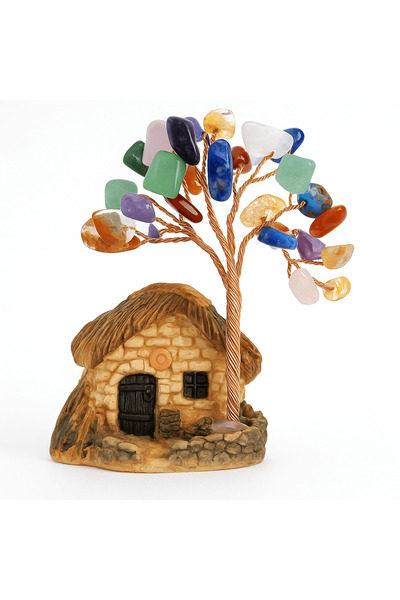 craftmystic Figurină căsuță cu ramuri din cristale 7 chakra - Decorațiune int...