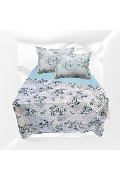 GÜLLÜCE HOME غطاء لحاف قطني 100% (200×225 سم) مع ملاءة مرنة 180×200×30 سم وغط...