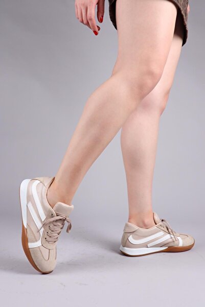 Birikon Orsa Skin Suede Paneled Sneakers Beige