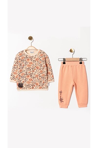 Sinem Çeyiz بدلة رياضية للفتيات من ميني وورلد 18439 بنقش زهور السلمون مع بطان...