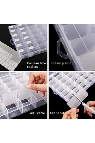 Generic OUTUXED Transparent Plastic Organizer Box 2-Pack, 36 Compartments with Adjustable Dividers and 5 Lab