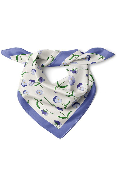 nehir eşarp Mor Çiçek Desen Fular Bandana 50x50 Cm