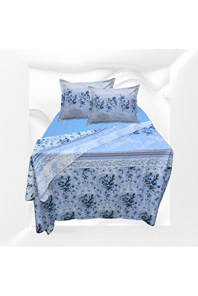 GÜLLÜCE HOME غطاء لحاف قطني 100% (200×225 سم) مع ملاءة مرنة 180×200×30 سم وغط...