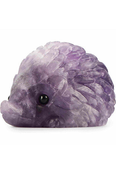 craftmystic Figurină arici din cristal semiprețios de ametist de 4 cm - sculp...