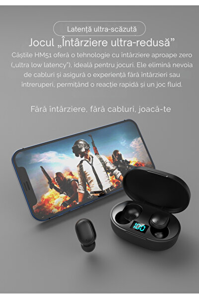 OEM TWS E6S Bluetooth Headphones, LED Digital Display, HI-FI Sound, IPX5, Microphone, Bluetooth 5.4, Black