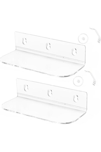 Slasa 2-Piece Transparent Acrylic Window Sill Plant Stand with Suction Cups 30x12.7x5 cm