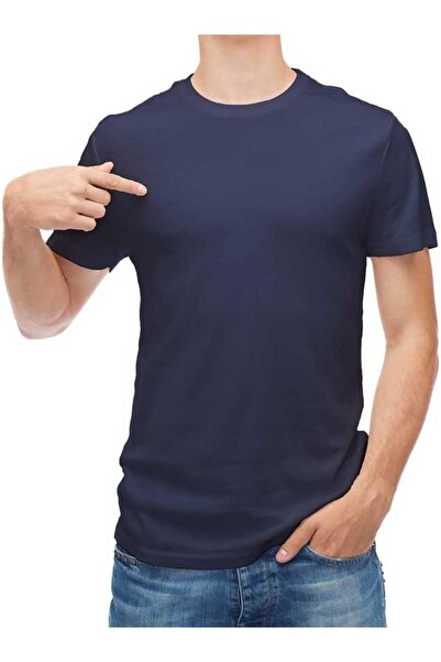 Pure Infinity Men’s 100% Cotton Crew Neck Basic T-Shirt – Navy Blue