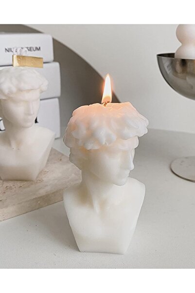 Generic David Bust Soy Wax Scented Candle, 110 g - White (Freesia)