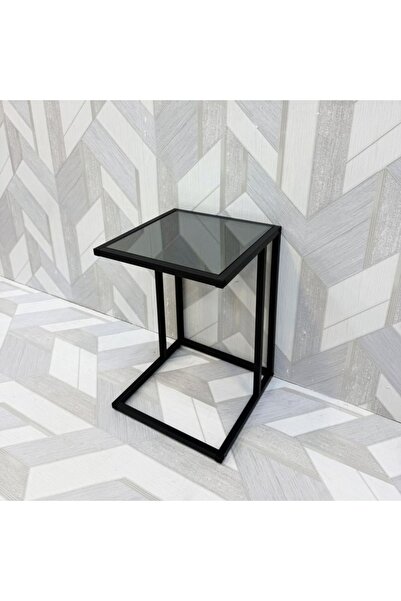 DEC24 Metal side coffee table with a transparent glass top