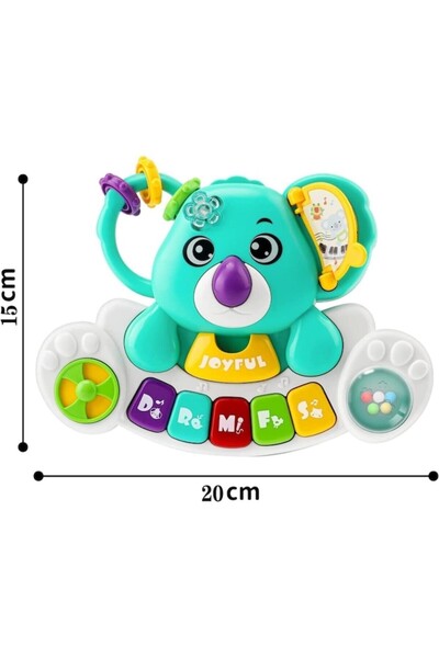 iTin 4 in 1 interactive baby toy, musical organ with lights and sounds, koala bear, turquoise