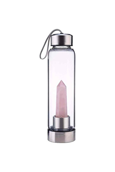 craftmystic Sticlă de apă din cristal de cuarț roz - 550 ml