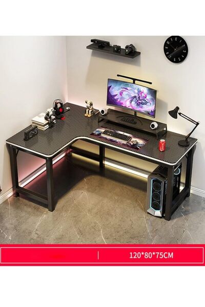 KEKE طاولة كمبيوتر وطاولة متعددة الوظائف للمكتب المنزلي مع رف تخزين 120×100 س...