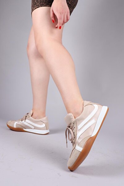 Birikon Orsa Skin Suede Paneled Sneakers Beige