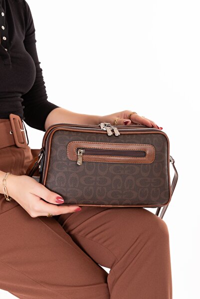 Gondol Women's Daily Crossbody Bag Gp.1327 Brown Text
