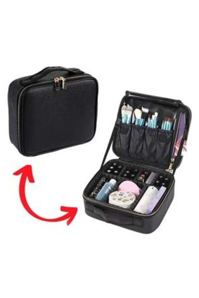 OEM Black Makeup Case Suitcase with LED Mirror 26 x 22 x 12 cm