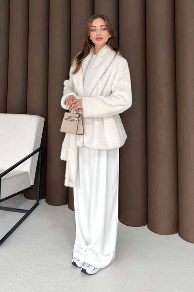 Melike Tatar Belted Fur Coat 32-3713