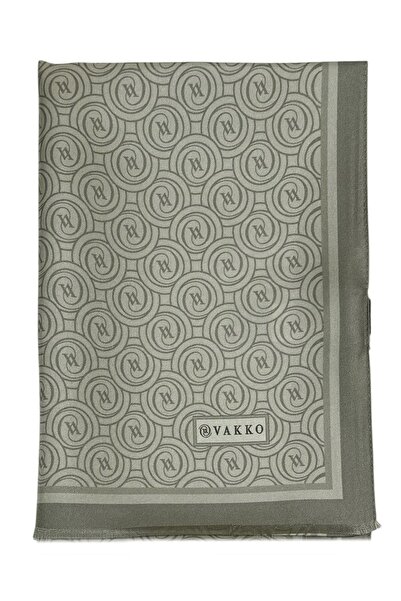 Vakko Twill Silk Shawl - New Monogram - Soft Çağla