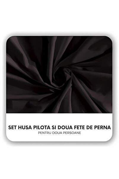 iTin 3-piece double bed linen, premium polyester, 200x200 cm, elegant black, refined design